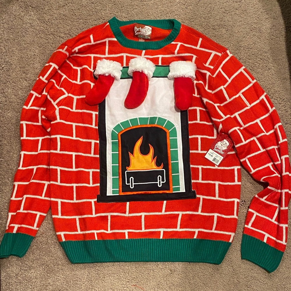 Men’s Ugly Festive Fireplace Sweater